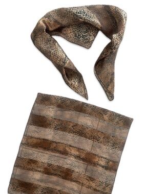 Vintage Snakeskin Print Sheer Scarf, Bandana, Hair Wrap Neck Scarf Made in Korea